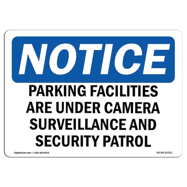 OSHA, Parking Facilities Surveillance Patrols, 24in X 18in Rigid Plastic, 18" W, 24" L, Landscape